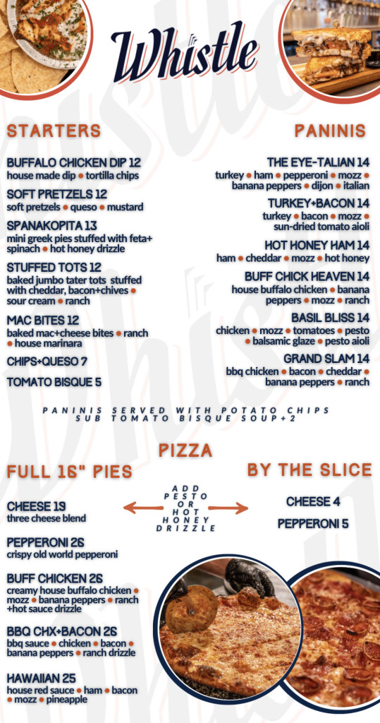 whistle taproom menu fall 2025